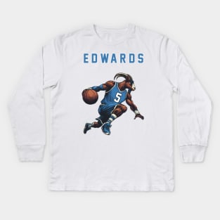 Anthony Edwards Goat Timberwolves Kids Long Sleeve T-Shirt